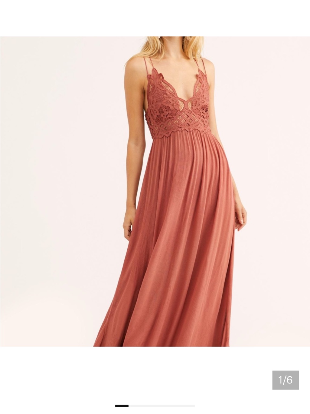 Free People Adella Rust Lace-Bodice Maxi Dress